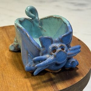 Handmade Studio Pottery Cat Treasure Trinket Dish